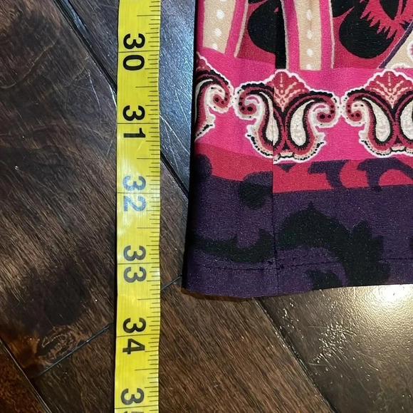 Venus Wide Leg Paisley Print Pant Stretchy Side zip Pink Multi Size XS Flowy - Picture 8 of 12